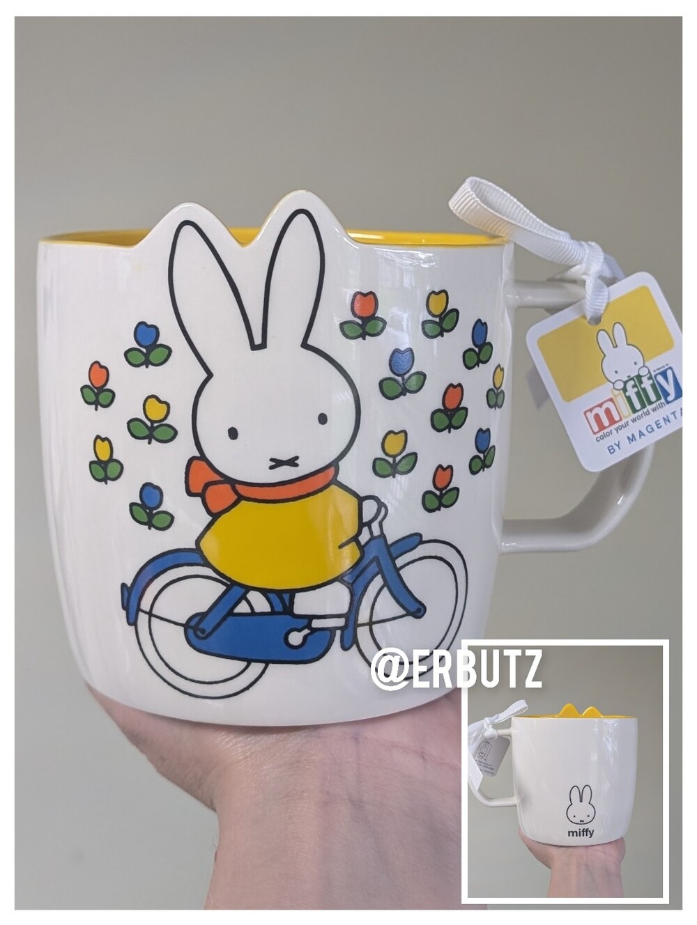 Miffy x Magenta Miffy Bike Mug with Raised Ear Detail and Tulip Design 🌷